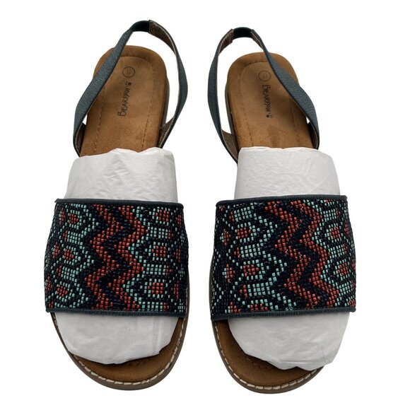 Bearpaw Meeka Women 11 Aztec Slingback Sandals Southwestern Beaded Suede Footbed - Picture 7 of 12
